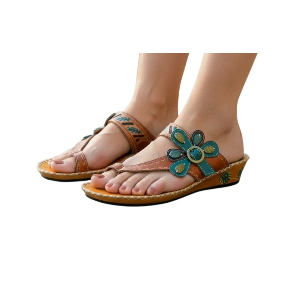 LArtiste by Spring Step Womens Santorini Slide Sandals Floral Leather Size 38